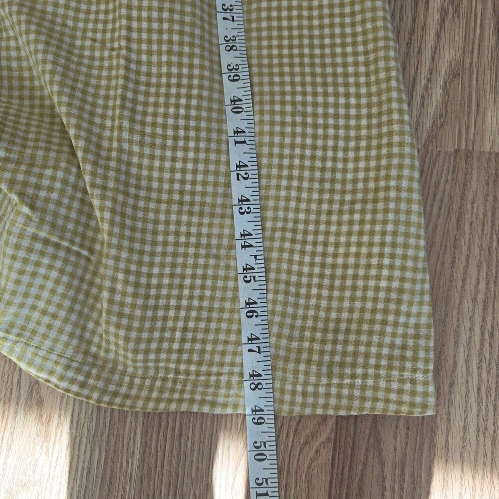 Pact Gingham Midi Dress Sz M Coastal Double Gauze Boho Olive Green Gold Cotton - Picture 12 of 12
